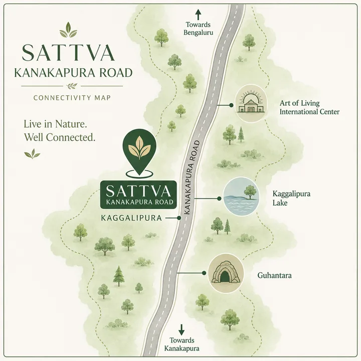 Sattva Kanakapura Road location map showing nearby landmarks in Kaggalipura